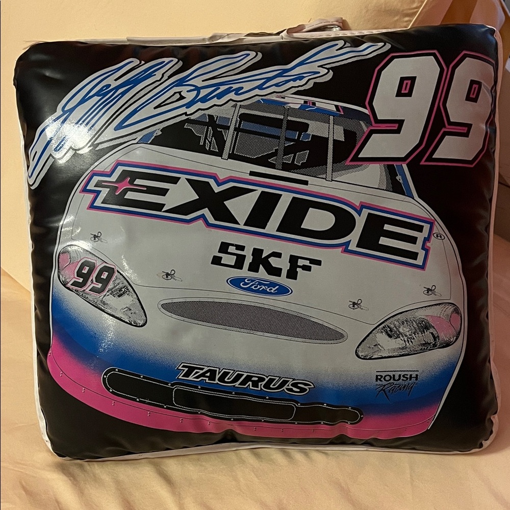 Jeff Burton Racing Car Themed Black and Pink Seat Cushion